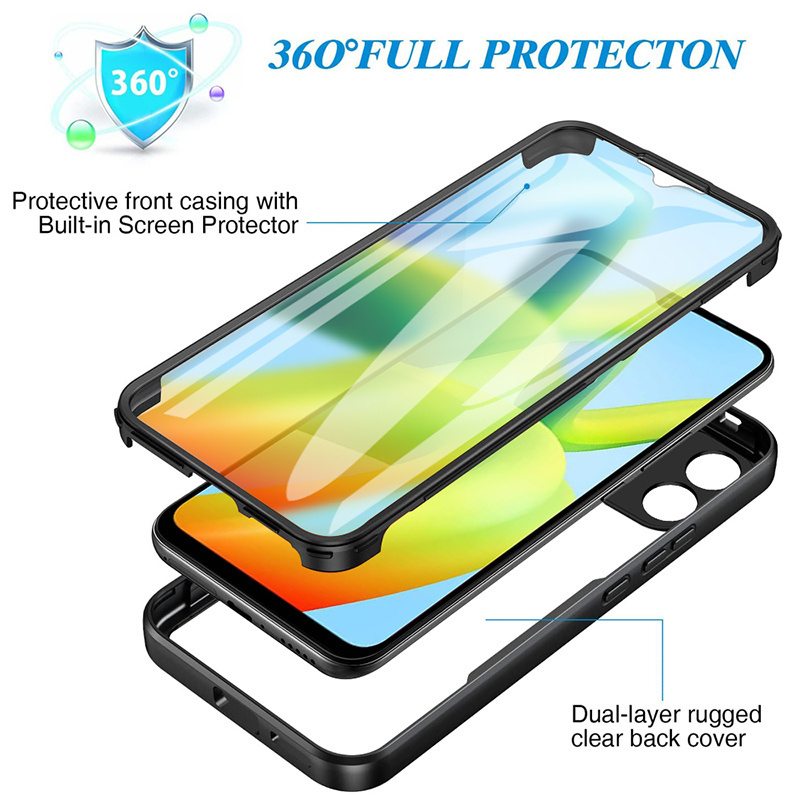 For Xiaomi Redmi A1 Plus Back Coque Soft Flexible TPU Shockproof 360 Full Cover 2 in 1 Screen Protector Phone Case Bulk Supplier