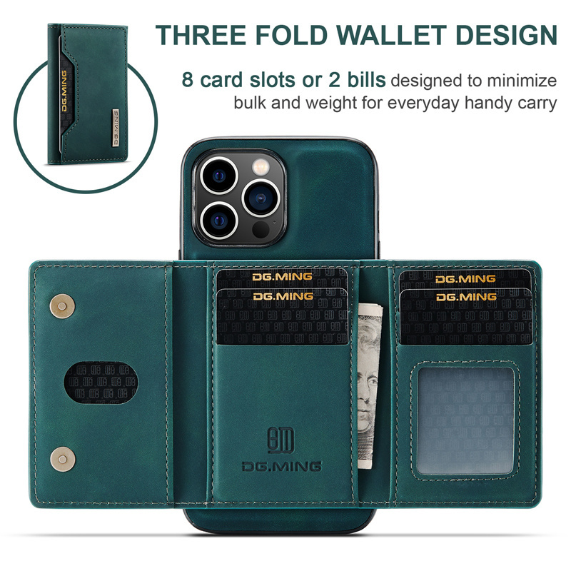 For iPhone 15 Pro Max Back Cover Original DG. MING M2 Magnetic Detachable Wallet Leather Card Holder Cell Phone Case Supplier