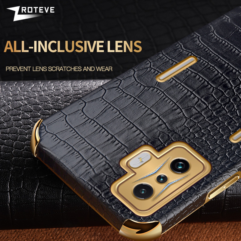 For Xiaomi POCO F4 F3 GT Soft Coque Anti Shock Plating Ring Holder Fashion Back Cover Luxury Crocodile Leather Phone Case