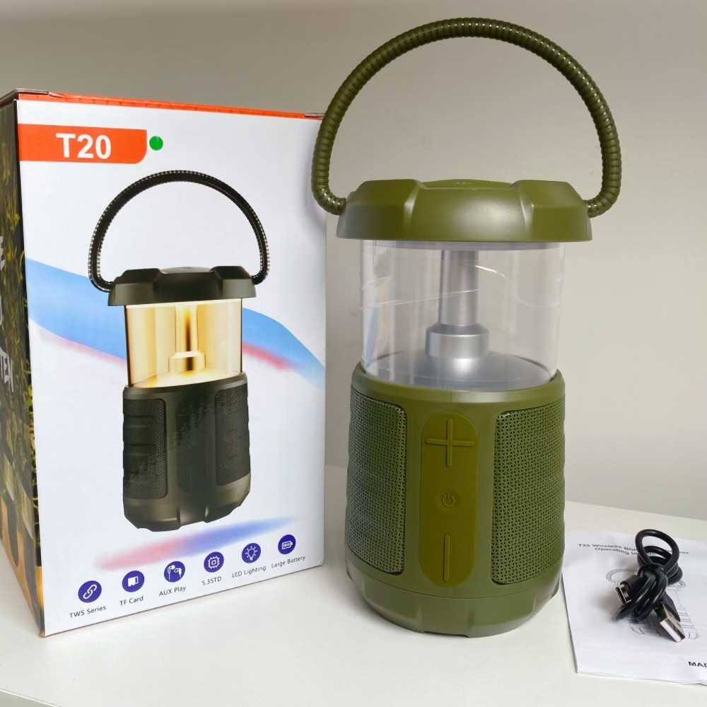 New Arrival 4 IN 1 multi-functional Outdoor Camping lantern Portable Wireless BT Waterproof Speaker with White Noise Mode