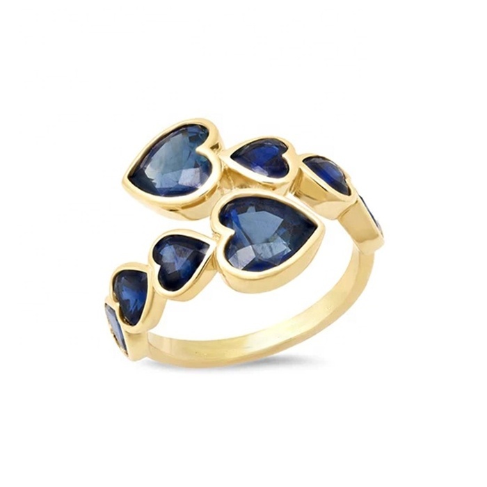 LOZRUNVE 925 Sterling Silver Jewelry Bezel Setting Heart Crystal Sapphire Passby Cocktail Ring for Women