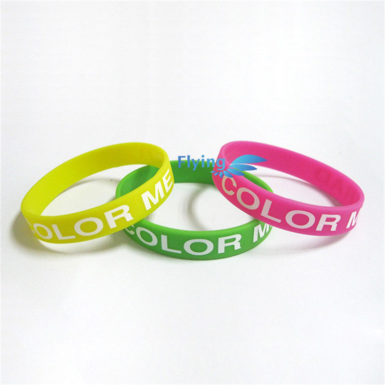 Custom logo silicone bracelet Recycled imprint rubber wristband