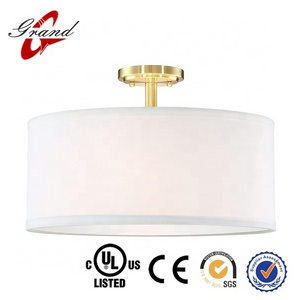 3-Light Fabric Drum Shade semi Flush Mount