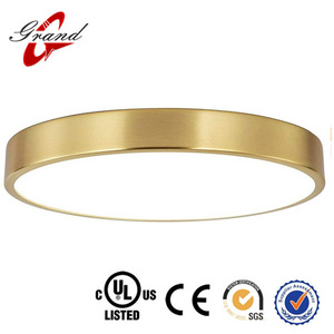 12 Inch Brushed Gold Flush Mount LED Ceiling Light,3000K-5000K ETL listed,Thin Round Ceiling LampModern Surface Mount Ceili