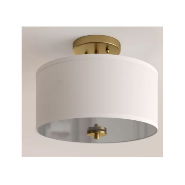 2 - Light 13'' Shaded Drum Semi Flush Mount  light fixture