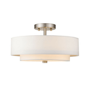 3 Light 15" Wide Semi-Flush Drum  Ceiling light Fixture