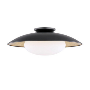 Black and Gold 21-Inch One-Light Semi-Flush Mount Ceiling  Light Fixture