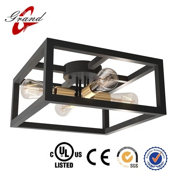 Industrial Style Flush Mount Ceiling Light LED with Iron Base Surface Mounted for Farmhouse Small Sizes IP33 Rating