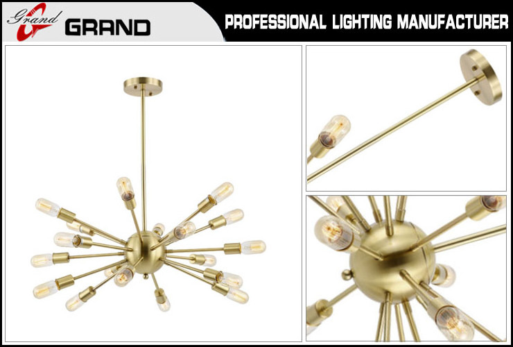 18-Light Brass Gold Sputnik Chandelier