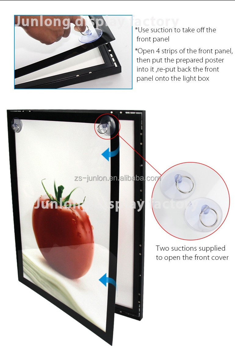 Custom picture frame led menu light box for restaurant menu