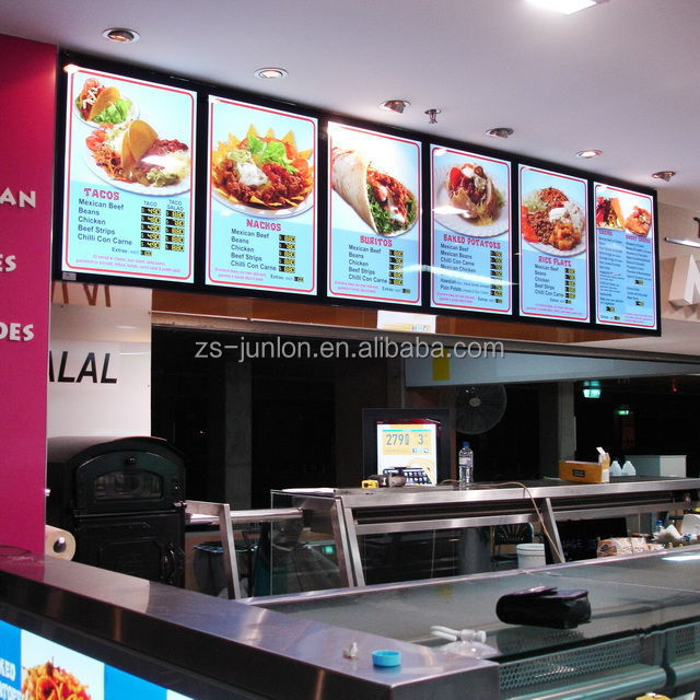 Custom picture frame led menu light box for restaurant menu