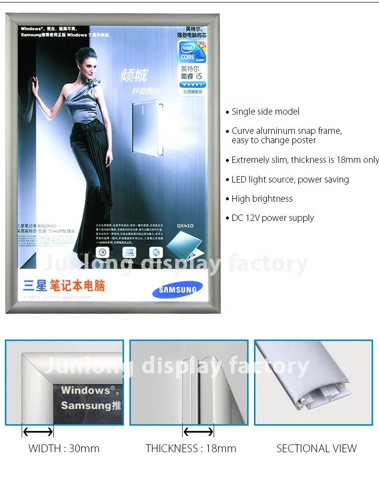 led snap frame light box wall mount menu board for 27 x 40 led movie poster light in the box