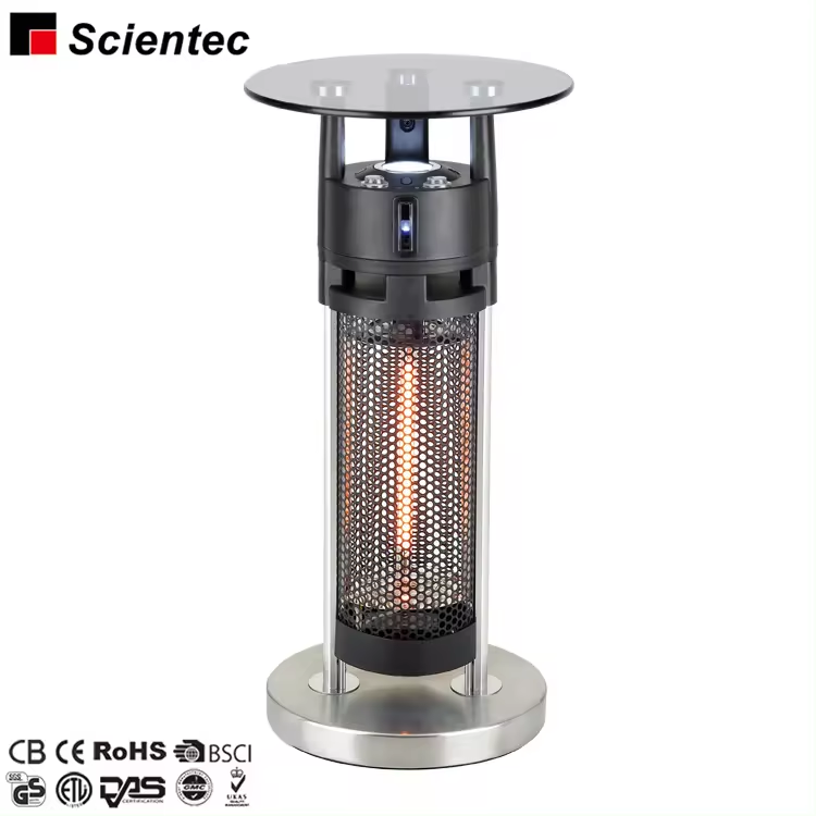 Electric Carbon Fiber Far Infrared Tempered Glass Table Heater With LED Light