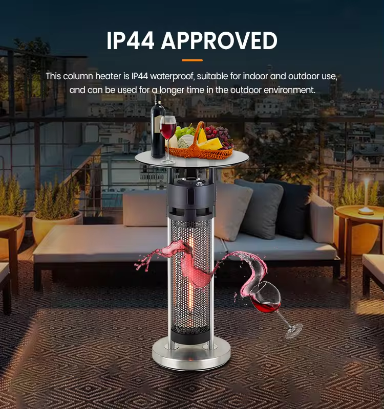 Electric Carbon Fiber Far Infrared Tempered Glass Table Heater With LED Light