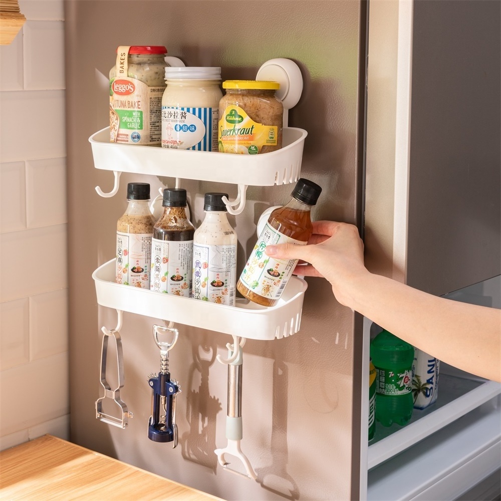 Plastic Removable Waterproof Wall Mount Kitchen Holder Organizer Salt Bottle Holder Spice Rack for Kitchen Storage