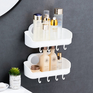 Bathroom Accessories No tools Removable Shower Caddy Wall Shelf Storage Basket Rack Vacuum suction cup