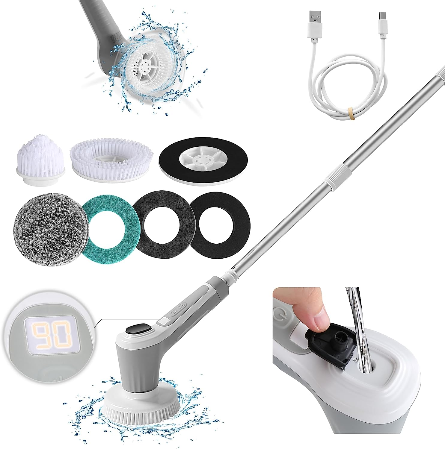 Electric Washer Brush Kit Plastic Round Cleaning Brush Carpet Glass Car Tire Nylon Brush