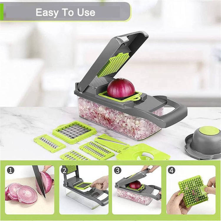 Top Seller Kitchen Accessories 12 In 1 Food Diced Onion Veggie Chopper Mandolin Slicer Multifunctional Vegetable Cutter