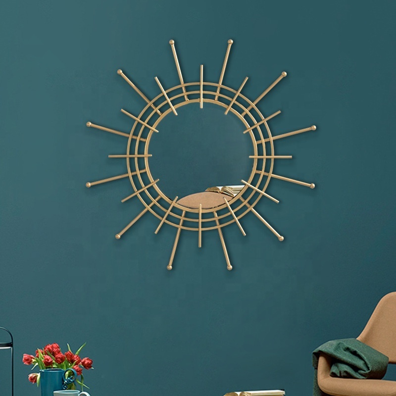 Light Luxury Home Wall Decoration Modern Design Gold 3d Sun Flower Wall Mirror