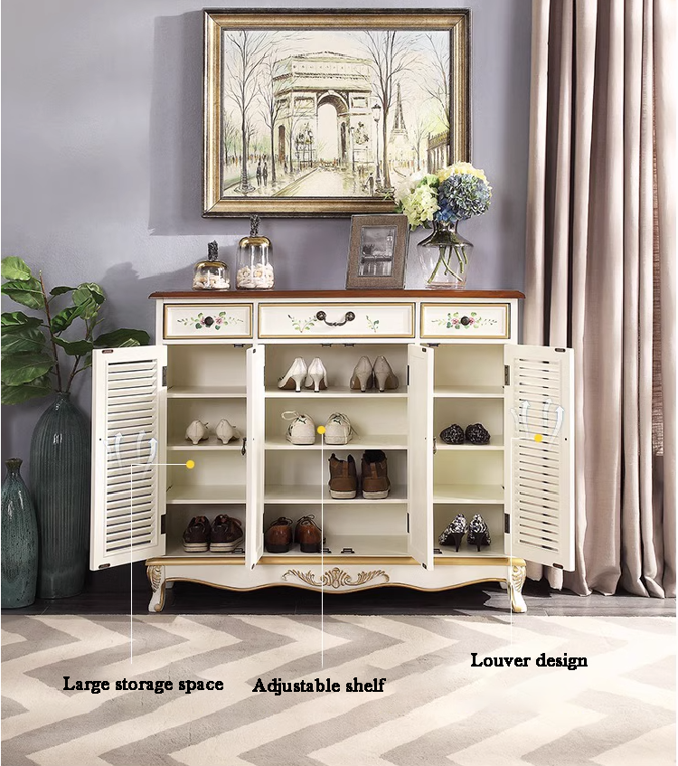 Professional American Modern Wooden Shoe Cabinet Living Room Entrance Luxury mdf Shoe Storage Cabinet