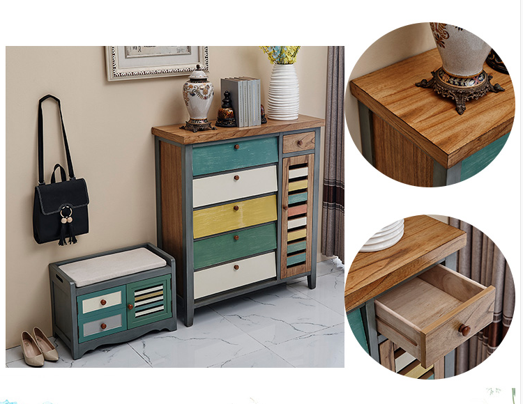 Luxury shoe bench cabinet hallway American wood slim narrow shoe cabinet with doors seat  integrated shoe stool cabinet