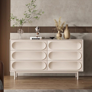 Luxury modern French Cream nightstand bedroom Living room furniture custom white cabinet storage 5 / 6 drawers chest dresser