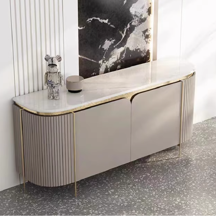 Light Luxury Modern Slate Sideboard Home Furniture Living Room Against The Wall Gold Console Table Storage Storage Cabinet