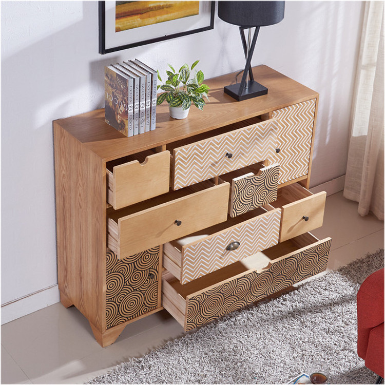 Wood colour Smart Side Table Jointed Board Rectangular Plinth wood chest drawers OEM  chest of drawers