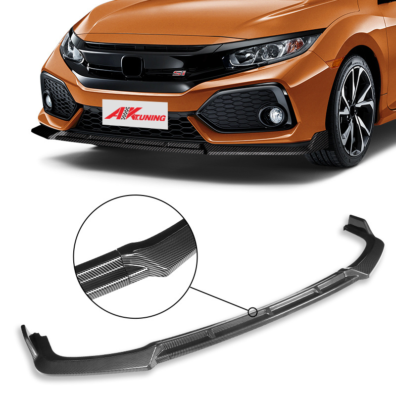 Front Bumper Lip for Honda Civic SI Painted Black Carbon Fiber look Front Lip Automotive Parts