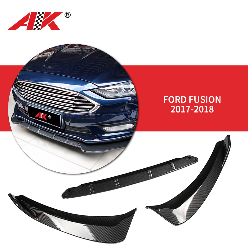 Front Spoiler For 2017-2018 Ford Fusion/Mondeo Painted Black Front Bumper Body Kit Lip 3PCS