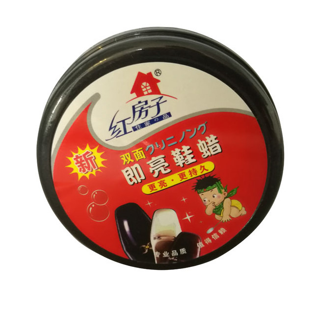 High effective lasting shiny cream solid shoe wax polish with round sponge