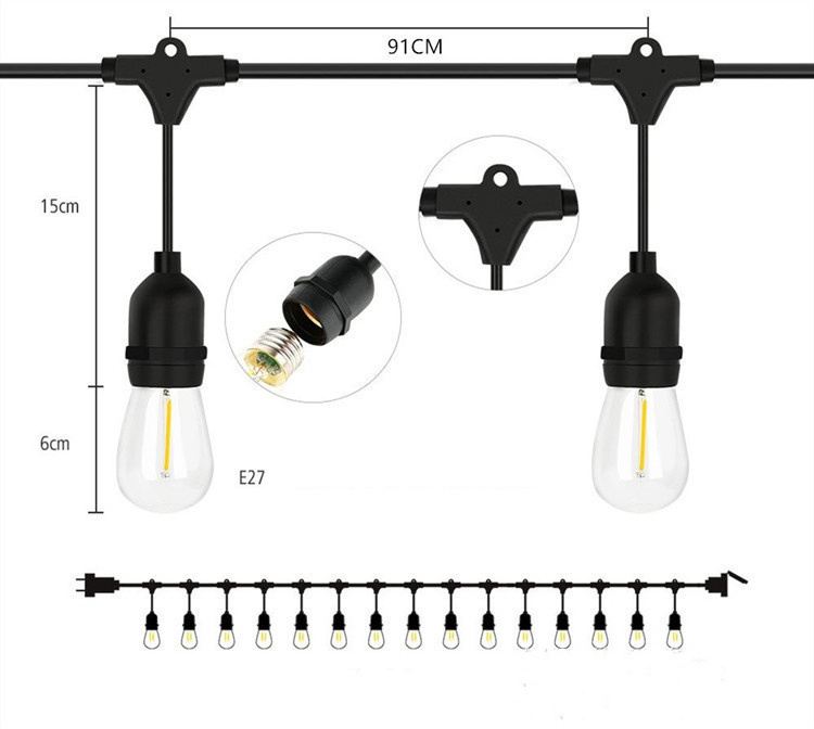 Outdoor lamp post E27 socket IP65 waterproof lanyard filament no light bulb suitable for garden community corridor camping place