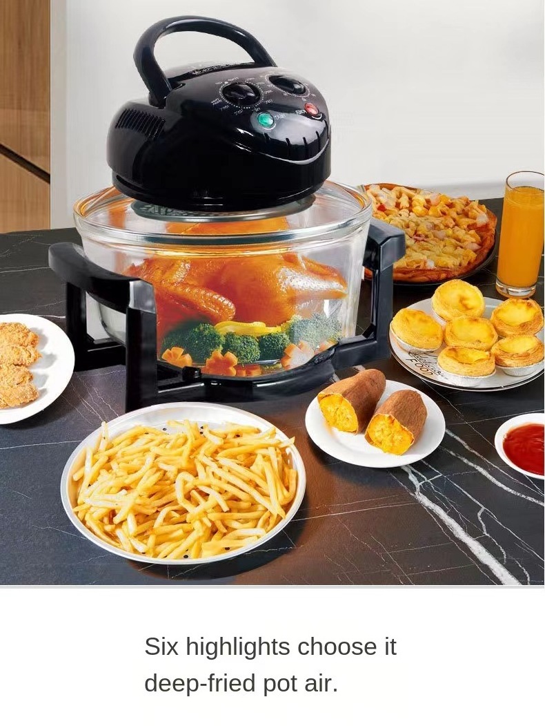 Multifunctional Halogen Electric Convection Oven Cooker Halogen Air Fryer Healthy Kitchen 20L 1300W 8 in 1 Plastic Horno Square