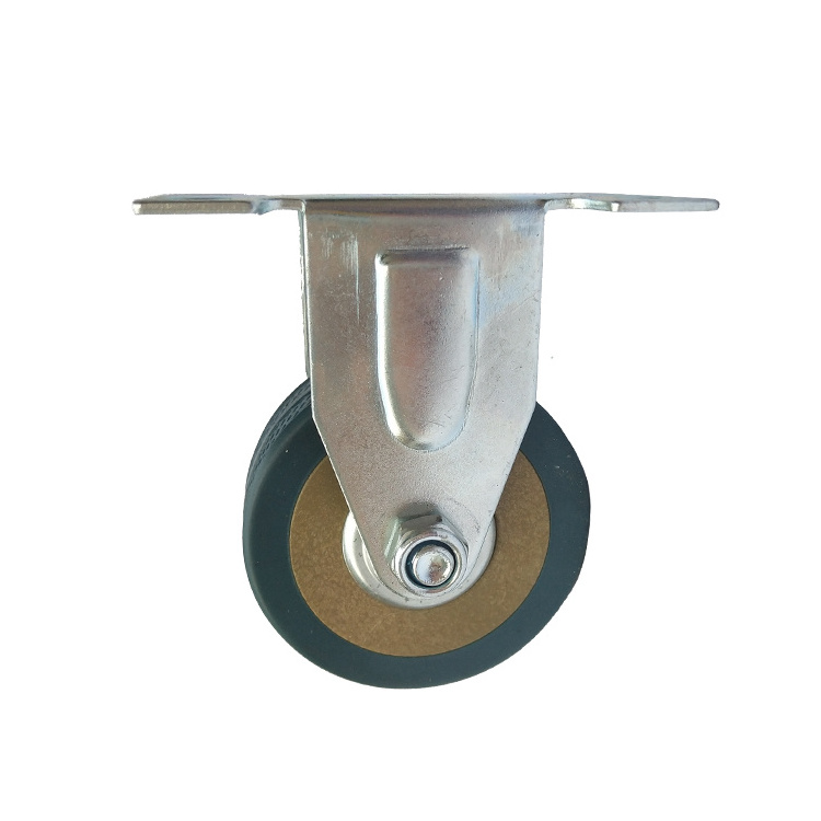 2 Inch Fixed Gray Rubber Light Duty Caster Wheel