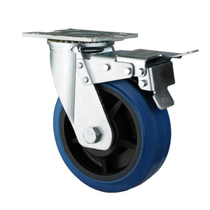 popular selling heavy duty blue plate swivel brake 6 inch rubber scaffold caster wheel