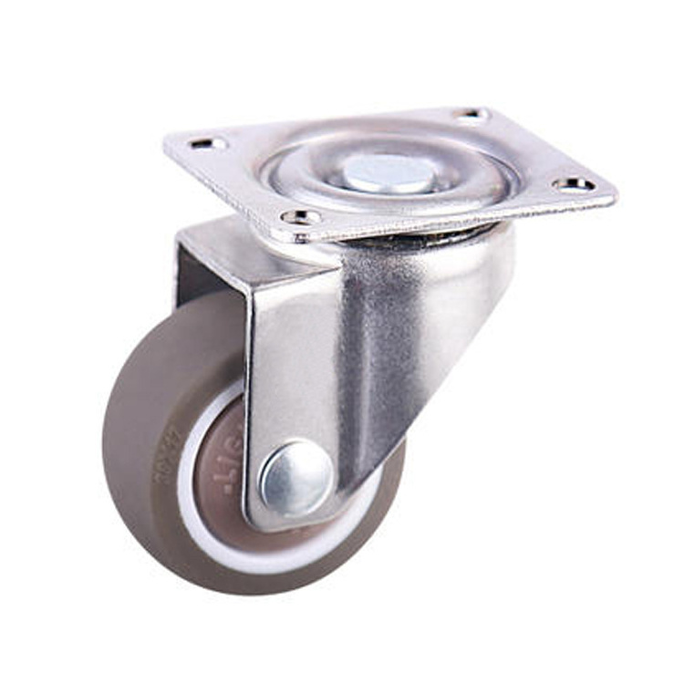 hot sale custom grey 1 inch tpe top plate swivel small plastic caster wheels