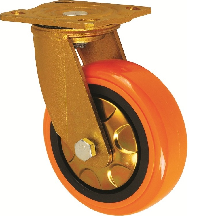 370kgs Load Capacity Swivel Plate 8 Inch Heavy Duty PU Caster With Bearing