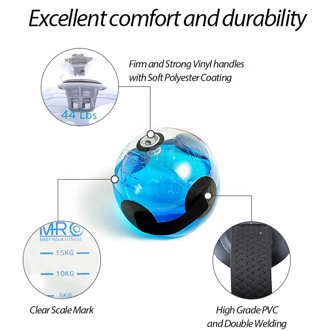 Portable Adjustable Weightlifting Exercise PVC Water Injection Fitness Aqua Bag Sports Fitness Kettlebell for Training Balance