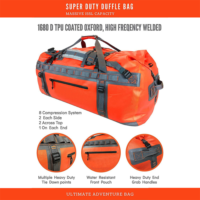 Extra Large Waterproof Duffel Bag 1680D Heavy Duty Duffle Bag Waterproof Gear Bag for Car Camping Boating