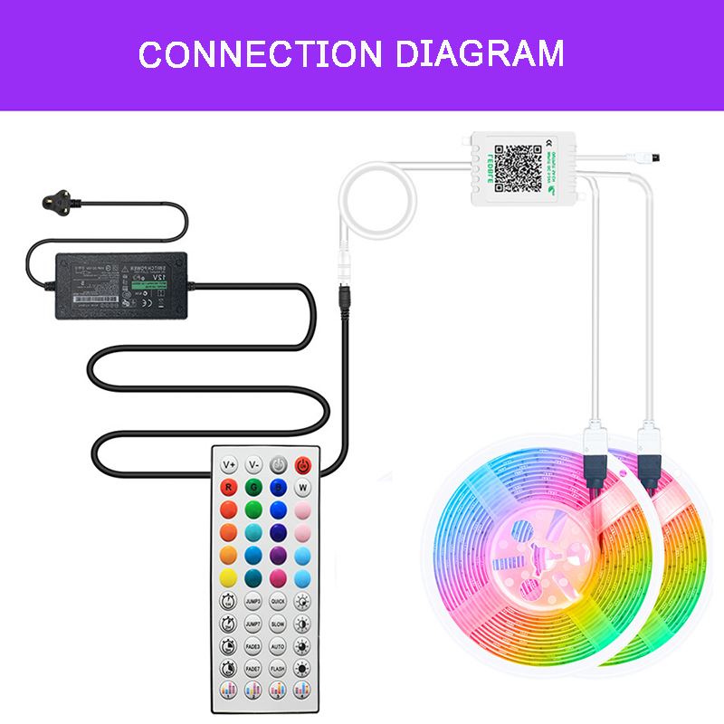 LED Strip Lights Work With Waterproof RGB LED Strip 5050 SMD LED Smart Rope Lights Smartphone APP Controlled