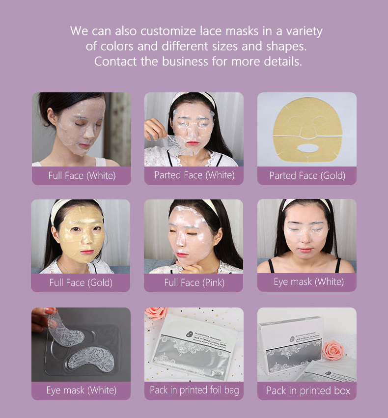 Private Label Anti-wrinkle Hydrogel Lace Moisturizing Skin Hydrating Black Facial Mask