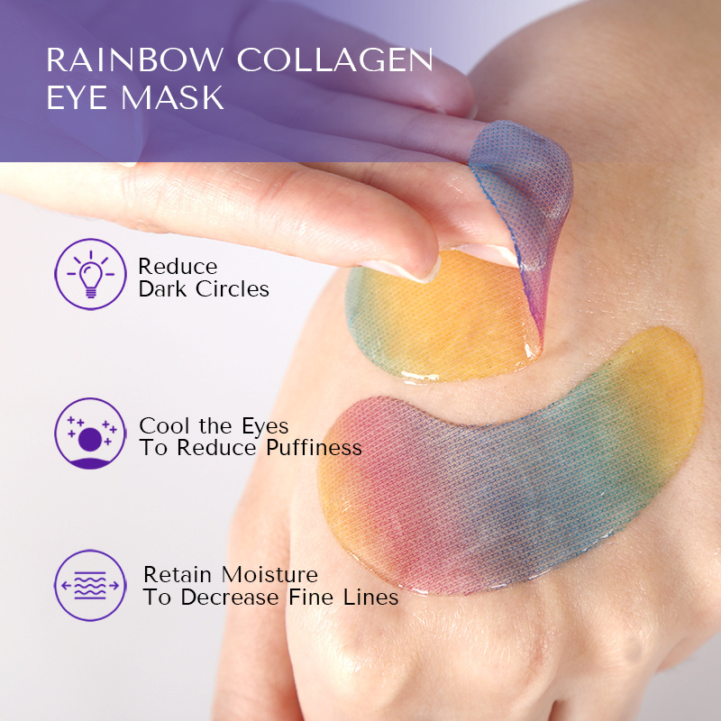 Hot Selling Custom Personalised Sleep collagen Rainbow Under Eye Mask Hydro Gel  For Women