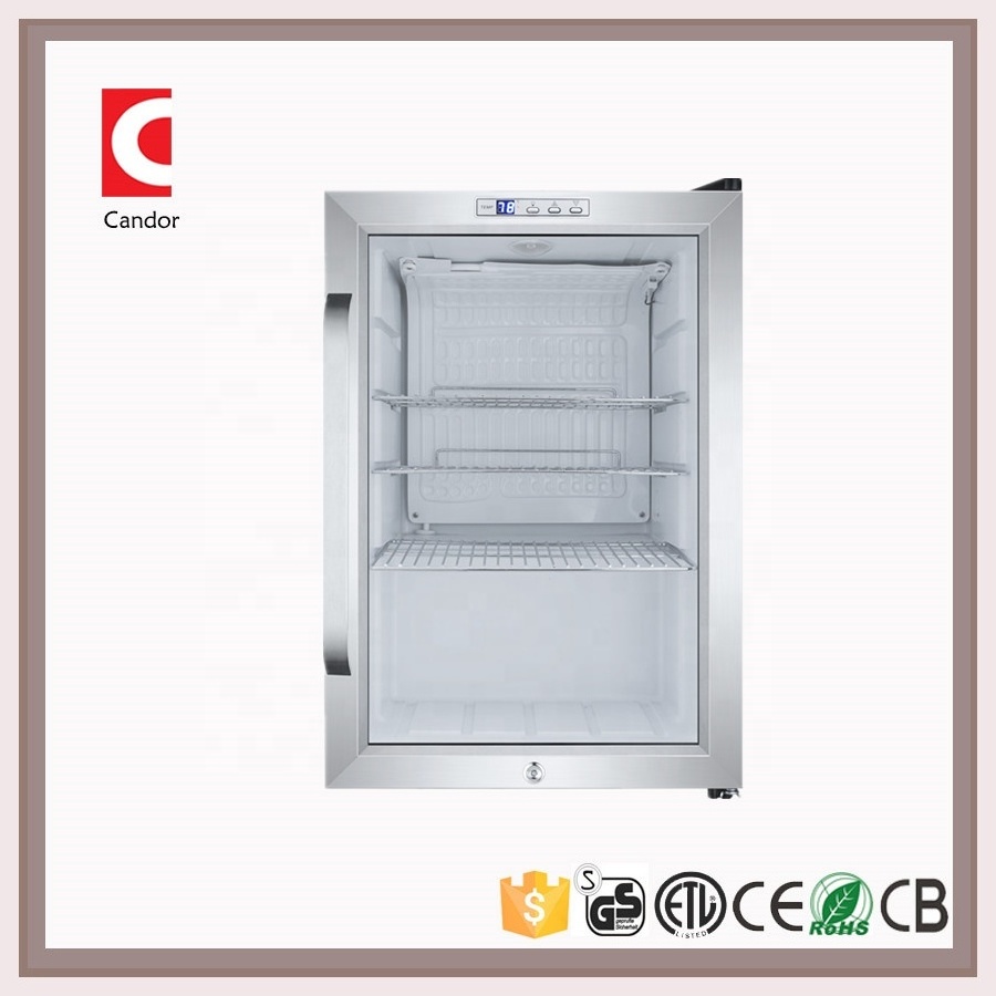 Commercial Showcase/ Pepsi Fridge, Mini Display Cooler, Counter Merchandiser Candor: 2.5 Cu.ft Display Cooler Stainless Steel Ce