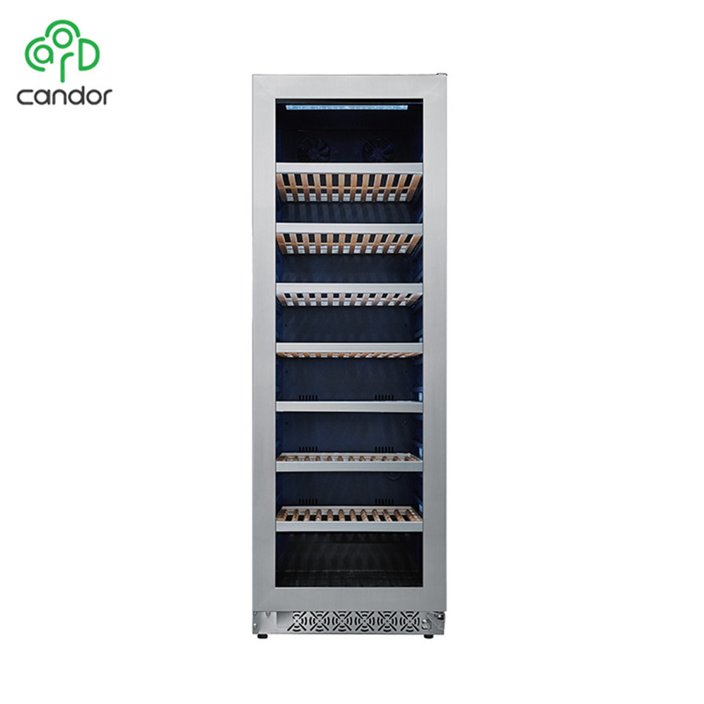 Candor Compossed Wine Cooler Cellar Wine Refrigerator and Champagne Custom 166 Bottles LED Temperature Display Cabinet Electric