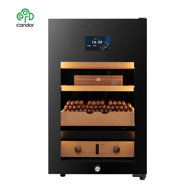 New design TFT screen touch control 400pcs thermoelectric cooling humidity control cigar cooler fridge for household