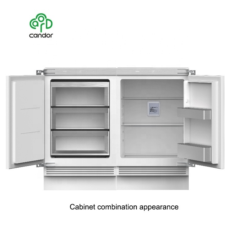 Candor custom 106L freezer and 135L fridge small built in integrated fridge freezer home appliance