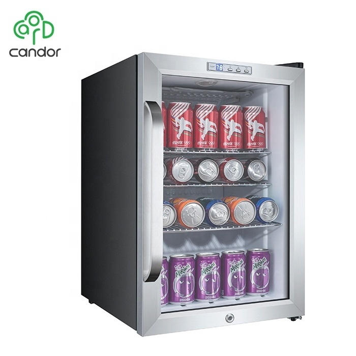 Commercial Showcase/ Pepsi Fridge, Mini Display Cooler, Counter Merchandiser Candor: 2.5 Cu.ft Display Cooler Stainless Steel Ce