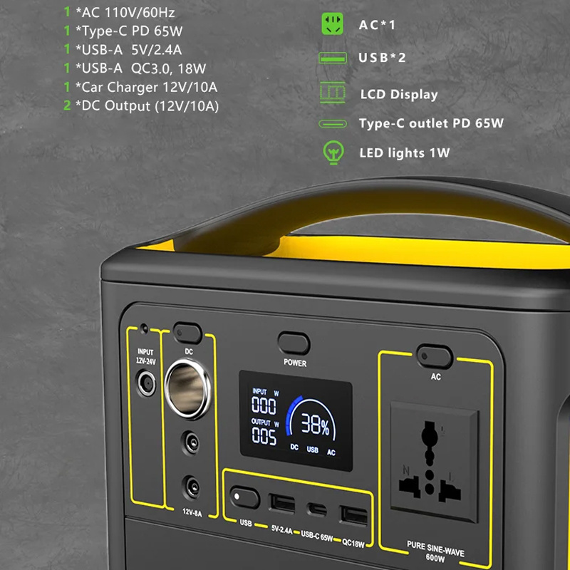 Hot sales 153600mAh 500W 600W Solar portable power generator 110V/220V AC solar energy system with USB solar generators