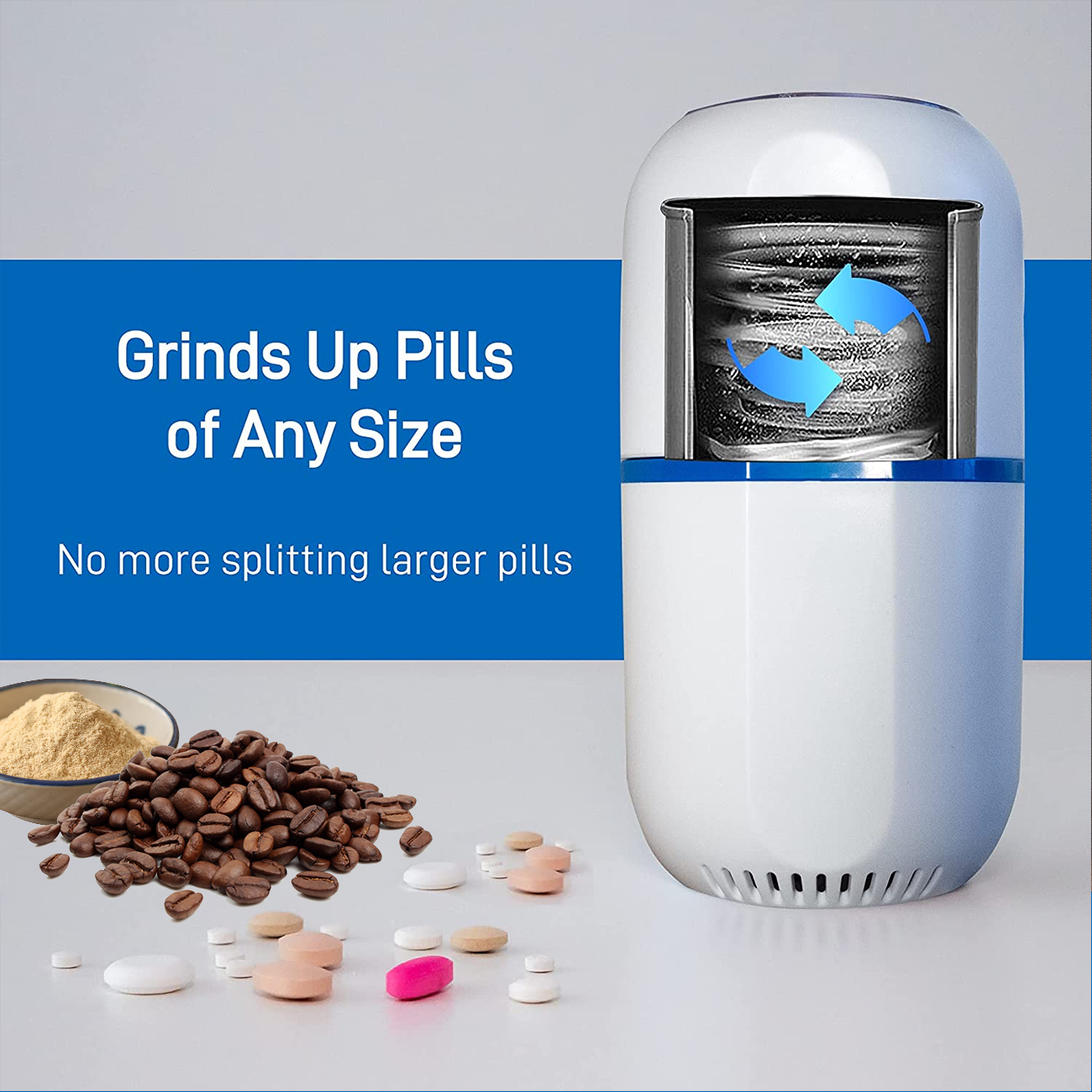 Adjustable setting household mini coffee grinder pill crusher medicine grinder