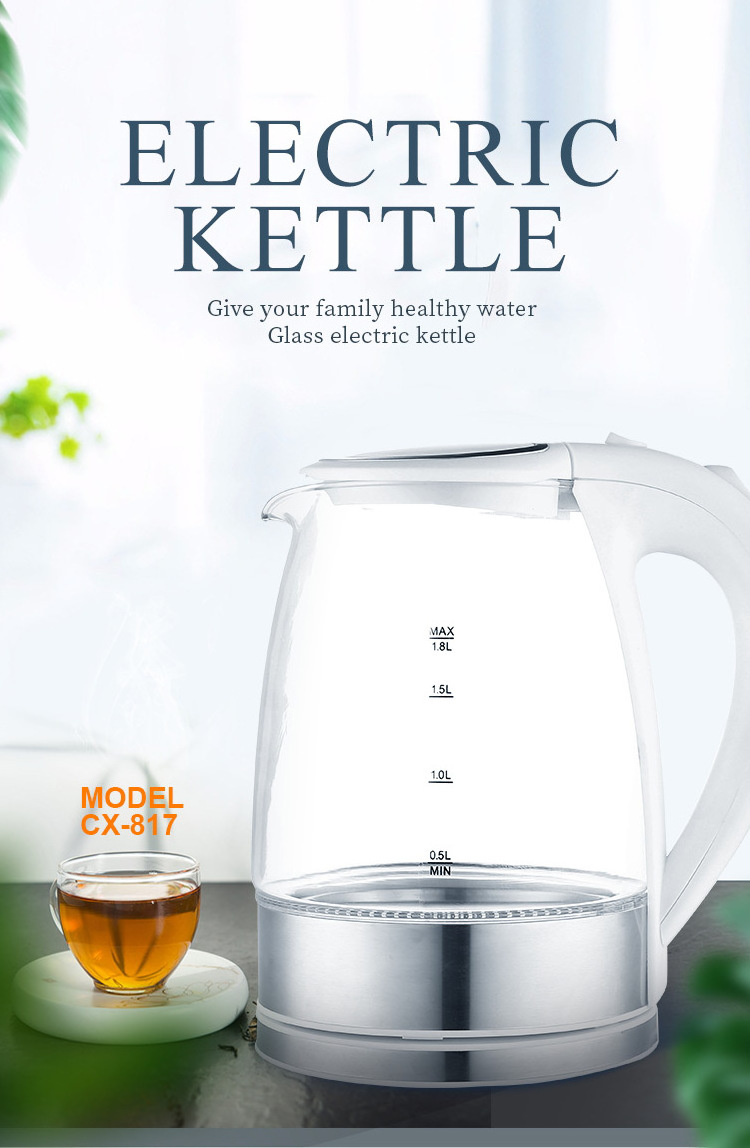 Glass Tea Kettle Water Boiler Heater 1.8 L Cordless Auto-Shutoff Tea Maker Electric kettle